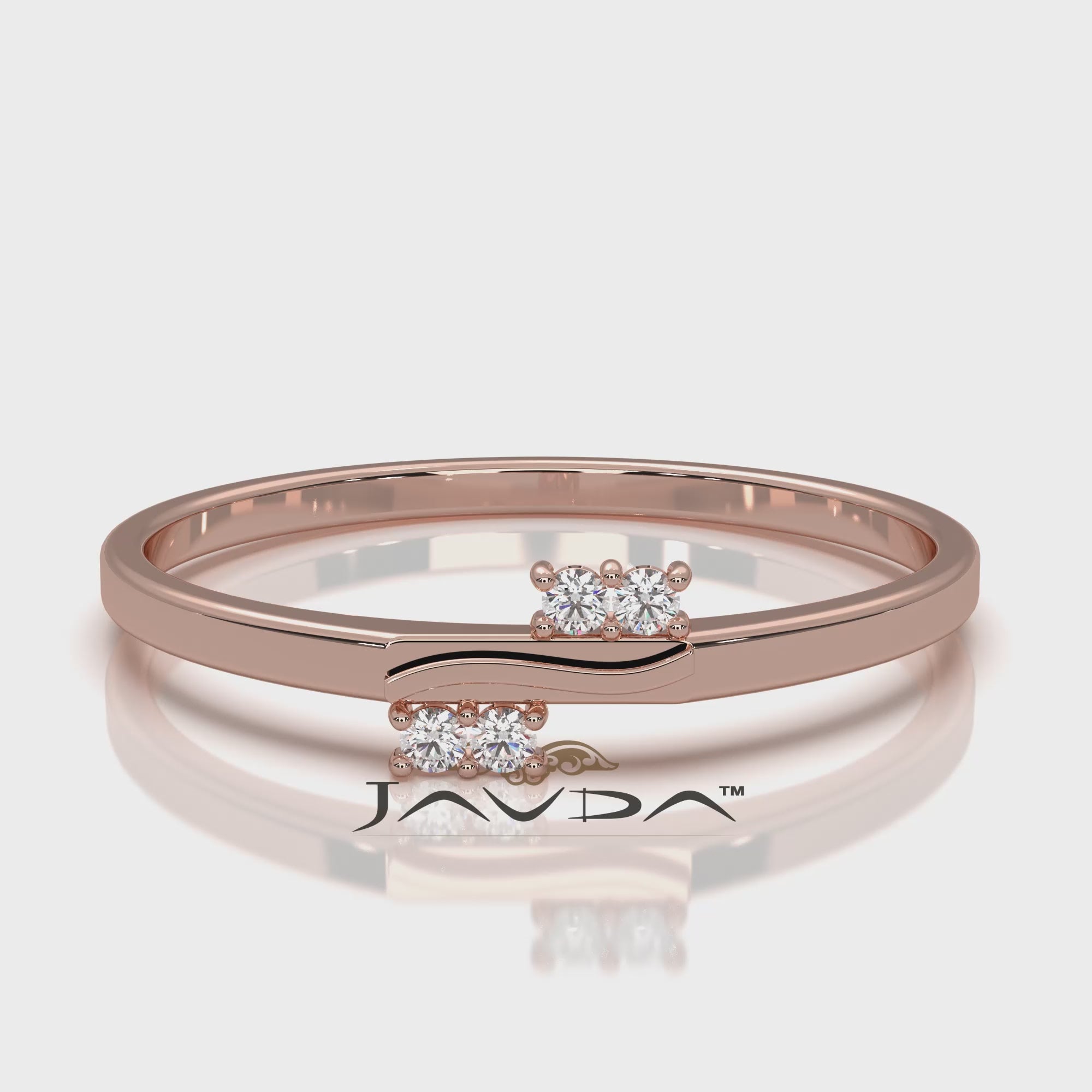 Stackable 4 Stone Round Lab Diamond Swirl Wedding Ring 0.03ctw.